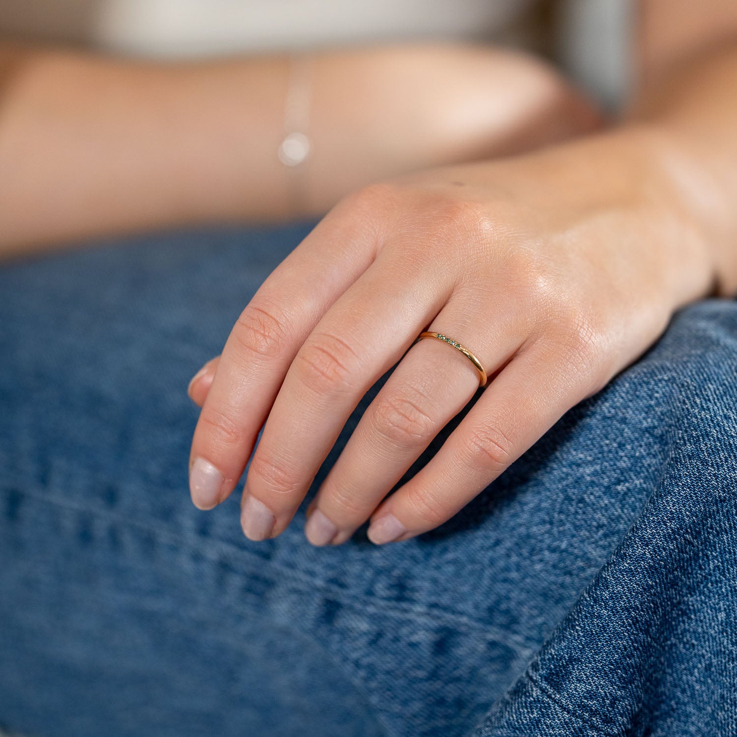 Leilu - grön diamant - 18k guldring