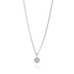 Silverhalsband med knappkorallberlock