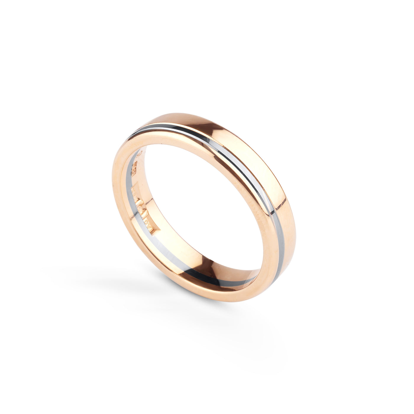 Herrvik- Ring i rött guld med spår i vitt guld
