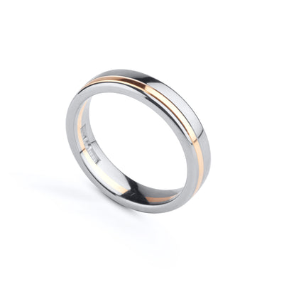 Herrvik - Ring i vitguld med spår i rödguld
